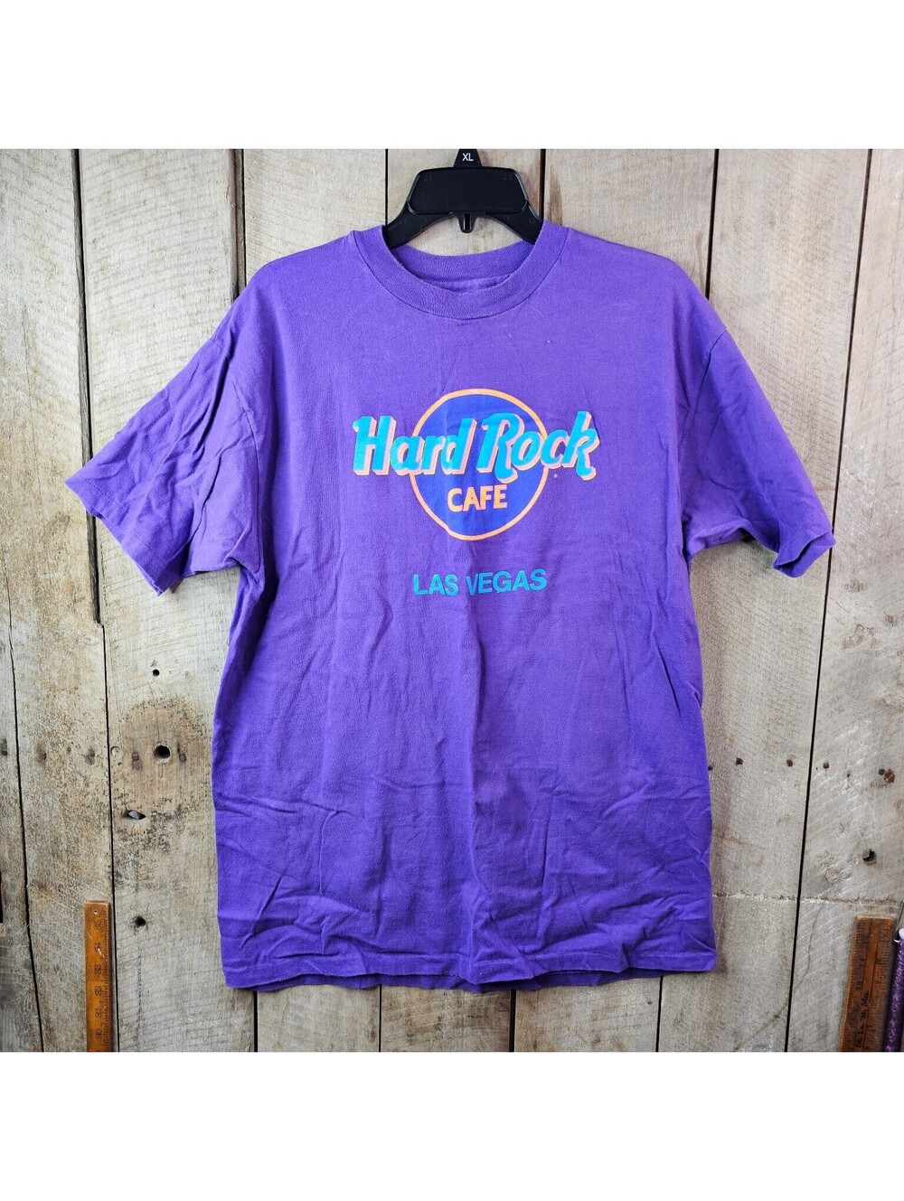 Hard Rock Cafe Las Vegas T-Shirt Men's XL Purple Hanes Beefy-T 100% Cotton USA